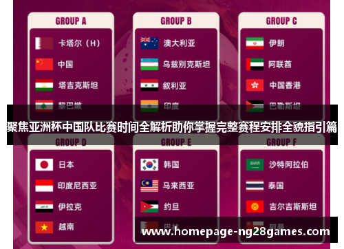 聚焦亚洲杯中国队比赛时间全解析助你掌握完整赛程安排全貌指引篇