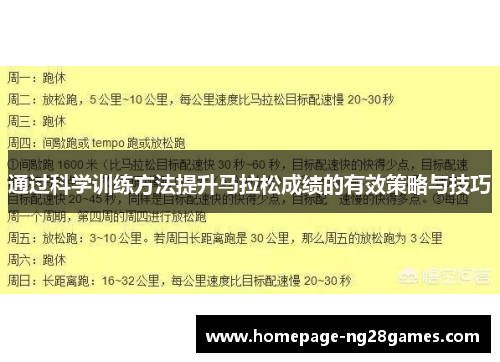 通过科学训练方法提升马拉松成绩的有效策略与技巧